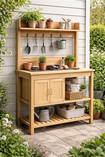 Nordic Potting Bench Plans | Outdoor Garden Workbench DIY PDF | Wooden Potting Table - Etsy