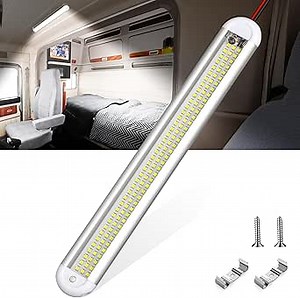 ropelux 12v Led Light Bar Strip, 120leds 1500LM 8W DC 12 Volt Led Strip Lights Fixtures with Switch, Enclosed Trailer Lights for RV Interior, Van, Truck Lorry, Camper, Boat, Caravan, Motorhome (1Pcs)