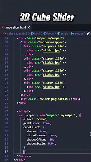 3D Cube Slider using JavaScript | Complete Full Stack Development Course #shorts