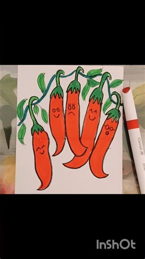 How to draw chilli with hand step by step