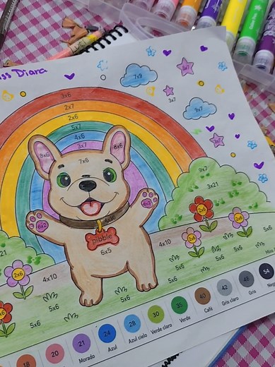 Colorea las multiplicaciones! 🐶🌈 Plantilla en mi perfil ✏️🍎Inspirado en Miss Gaby ✨ descarga gratls #pibble #maestra #colorear