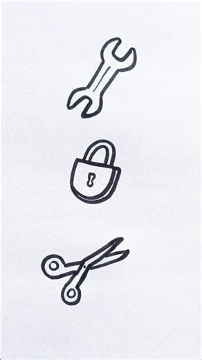 lock scissor and spanner drawing easy #shorts #trending #viral #trend #foryou #fyp #youtubeshorts