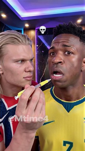 Haaland and Vinícius Tried the Pencil Lead Challenge ✏️😂 #parody #football #haaland #worldcup