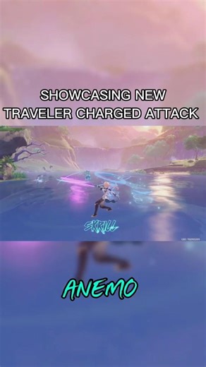 Showcasing NEW Traveler Charged Attack (ALL ELEMENTS) #genshinimpact #genshin #hoyocreators