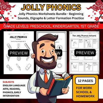 Phonics Worksheets - Beginning Sounds Digraphs & Letter Formation Practice
