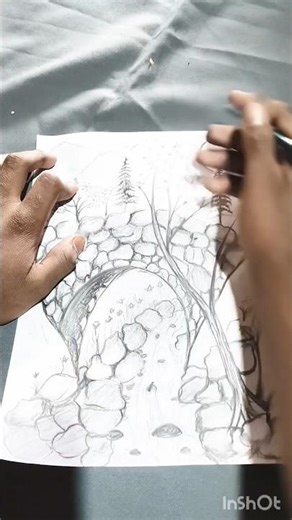 Easiest Waterfall Drawing Tutorial short video ll