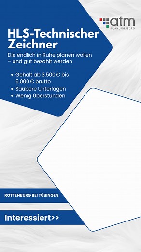 🧠 Für Planer, die endlich in Ruhe planen wollen – und gut bezahlt werden. Du bist Technische:r Zeichner:in oder Systemplaner:in HLS und hast genug von Chaos, Zeitdruck und Überstunden? Dann komm zu uns – wir zeigen, dass Planung auch anders geht: 🔹 Gehalt ab 3.500 € bis 5.000 € brutto – je nach Erfahrung, Effizienz und Genauigkeit 🔹 Gleitzeit mit Kernzeit (09–16 Uhr) 🔹 1x/Woche Homeoffice möglich 🔹 Wenig Überstunden – im Schnitt 4–6 Std./Monat, mit verpflichtendem Ausgleich ab 40 Std. 🔹 3–
