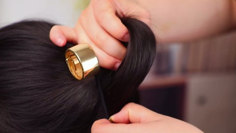 Yaomiao 3 Pieces Metal Circle Hair Cuff Elastic Hair Band Ties Ponytail Holder Rope Accessory for Women, 3 Styles(Gold)