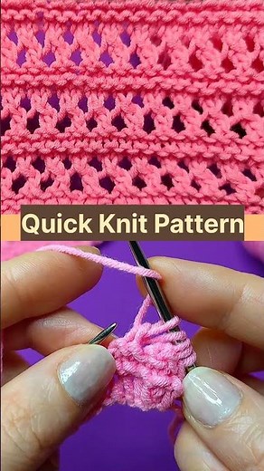 💗Quick Knit Pattern ✨ Easy Lace Stitch for Beginners | #knittingpattern #beginnersstitch #shorts