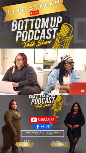 Sarahca Peterson on Instagram: "Bottom Up Podcast stands on action, accountability, and community-first thinking. We name the problem, unpack the truth, and build the way forward. No smoke. No sideshows. Just real conversations for real people who actually care what happens next. 🎙️Bottom Up Podcast If you want drama, look elsewhere. If you want solutions, pull up. 👉🏾 Subscribe now: https://youtube.com/live/e_jkOZbv4E8?feature=share #BottomUpPodcast #BlackMediaMatters #RollDaClip #WhatsTheTea