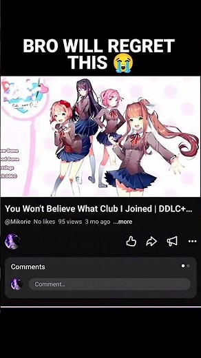 Bro Doesn't Know What's Coming #shorts #ddlc #dokidokiliteratureclub
