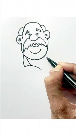 How to draw bald man with mustache cartoon easy step by step for beginners #shorts #drawcartoons