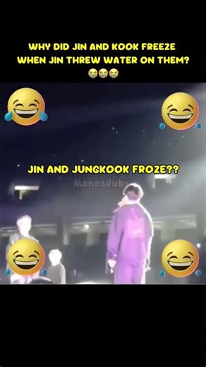 Why did Jin and Kook freeze when Jin threw water on them? #jinkook #kookjin