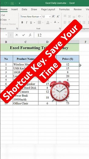 Excel Trips : Excel Formatting Shortcut Save Time #excel #excelshortcuts #exceltricks