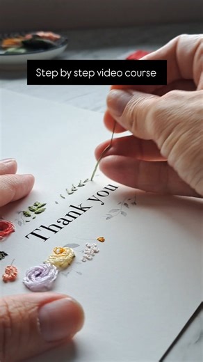 BORDÉ by Katia Herrera on Instagram: "Floral Thank You Card  Create your own embroidered card with this step-by-step video course — template included!  Comment FLORAL to get the link ✨"