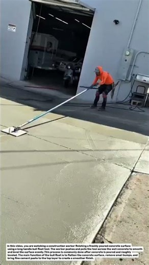 Concrete Surface Finishing Using Long Handle Bull Float | Concrete Floor Construction Education.