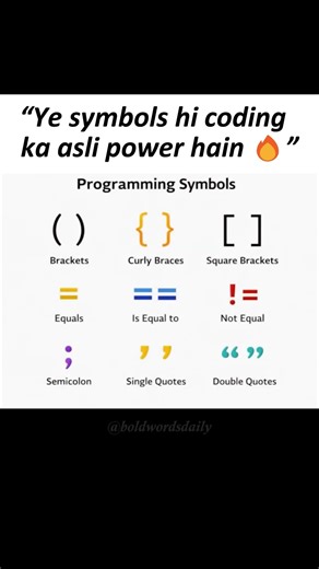 Coding ki asli power symbols me hoti hai. Galat sign laga to pura code crash ho sakta hai.