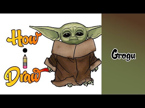 How I Draw Grogu from Star Wars The Mandalorian on Disney Plus |** how to draw grogu art lessons **