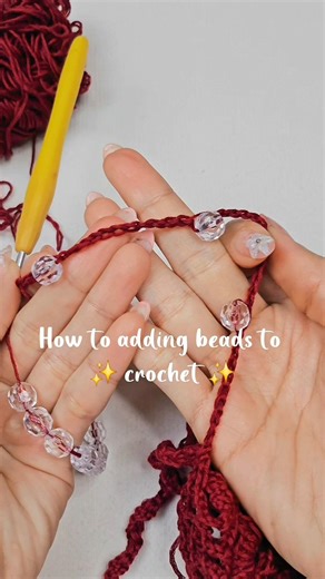 How to adding beads to crochet bonnet ✨🧶 #shorts #crochet | Chenda DIY