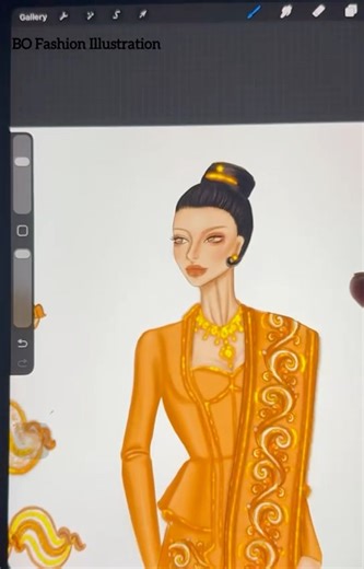 Myanmar Traditional Wedding Dress ချိတ် ကနုတ် သင်ခန်းစာ 🧡 အရမ်းသုံးလို့ကောင်းတဲ့ Brush တွေလည်း ပေးပါတယ် နော် 🌸 | BO Fashion Illustration