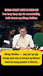 HUGAS-KAMAY MOVE NI BONG GO Nagbasa na nga ng script, hindi pa maayos. At para kumpleto ang drama, ginamit pa si Sarah Discaya bilang props sa kanyang self-serving hugas-kamay. Kung tunay siyang for accountability at gusto niyang mapanagot ang mga tiwaling kontraktor, bakit hindi kasama sa pagdinig ang Alfrego Builders — pag-aari ng mga kamag-anak niya na kumopo ng bilyon-bilyong kontrata noong panahon ni Duterte? 🤔 🔥 Mas matindi pa — binigyan siya ng special treatment ng committee chair na si