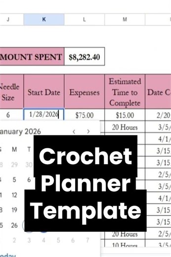 Crochet Organizer, Crochet Project Planner Template Excel Spreadsheet, Knitting Crocheting
