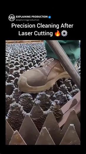 Explaining Production on Instagram: "Precision Cleaning After Laser Cutting 🔥⚙️ This video takes a close look at the residue removal process for laser-cut serrated metal profiles—a critical step in ensuring precision, performance, and long-term durability in metal manufacturing. During laser cutting, fine residues and byproducts are generated along the edges of complex profiles. Proper removal of these residues is essential to maintain dimensional accuracy and prevent defects in later processin