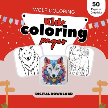Wolves: 50 Forest Coloring Pages for Kids and Adults
