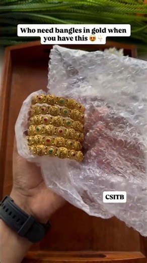 ✨ Traditional Gold Look Temple Bangles