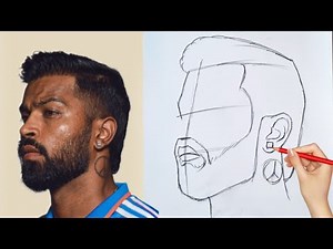 How to draw Hardik Pandya Drawing #hardikpandya #iccchampionstrophy2025