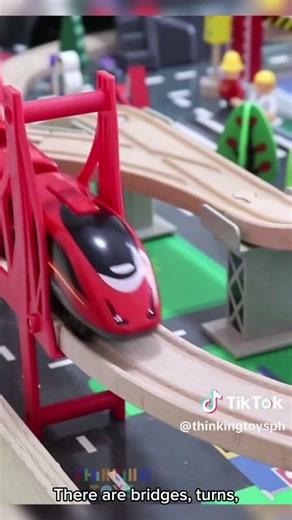 Wooden train track set with motorized trains 🚂 #woodentoys #toys