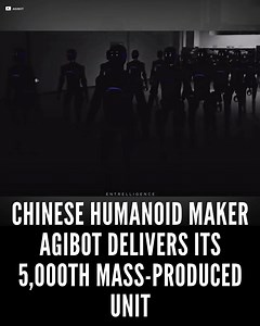 🚨#TECH: 🇨🇳 Chinese robotics company AGIBOT has officially rolled out its 5,000th mass-produced humanoid robot, marking a major milestone for one of the fastest-scaling embodied intelligence companies in the world. - 📹: AGIBOT - What are your thoughts? Drop a comment below!👇💬 | Entrelligence
