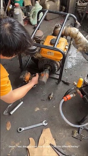 Creative start: the whole process of starting a diesel pump using a hand drill