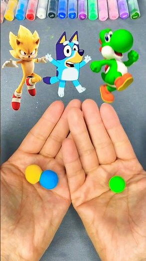 Super sonic and Bluey VS Yoshi |Color Mixing 🎨🔥#sonic #shorts #clay