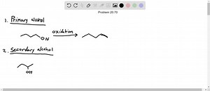 Write equations showing the oxidation of a primary alcohol and the oxidation of a secondary alcohol to produce an aldehyde and a ketone, respectively. Indicate the structure of each alcohol and of the principal organic products of the oxidations. | Numerade