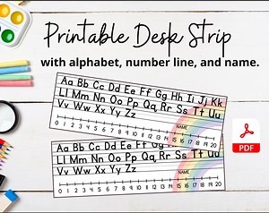 Rainbow Desk Strip: Alphabet, Number Line, Name (printable PDF) - Etsy