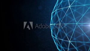 3D Digital Earth Technology Background/ 4k animation of an abstract high digital technology background 3d low polygons earth sphere spinning