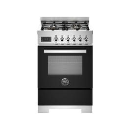 bertazzoni PRO64L1ENET2 Professional Cuisinière pose libre de 60 cm, 4 brûleurs en laiton, four électrique multifonction de 69 L, noire