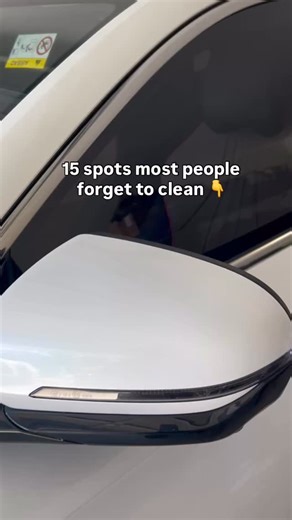 @fox_tail_clean on Instagram: "15 spots most people forget to clean 👇 1. Door hinges 2. Door latches 3. Behind wheel spokes 4. Wheel barrels 5. Fuel filler door 6. Fuel cap hinge 7. Inside mirror housings 8. Lower door sills 9. Trunk / boot hinges 10. Rear bumper top edge 11. License plate recess 12. Emblem edges 13. Window rubber seals 14. Wiper arm bases 15. Exhaust tube Most cars aren’t dirty — they’re just unfinished. These are the areas that collect grime, and make a car look “not quite ri