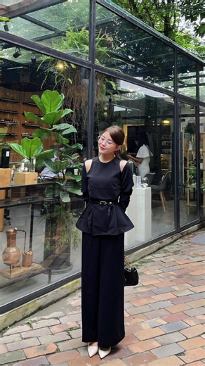 Stylish Fashion Walk at Modern Outdoor Café