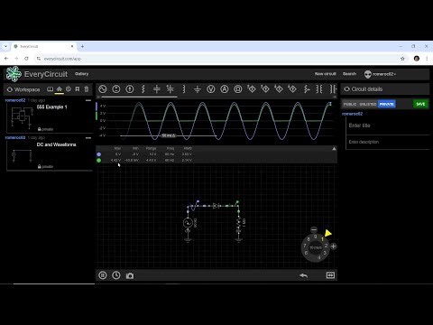 EveryCircuit - Plot the Diode Characteristic Curve and Diode with Alternating Current