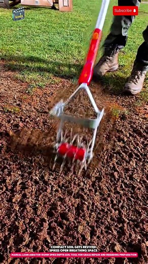 Manual Lawn Aerator 150mm Spike Depth Soil Tool for Grass Repair and Reseeding Preparation