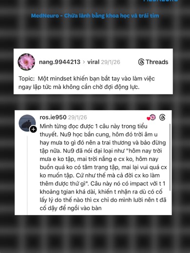 Topic: Một Mindset dành cho các bạn đang trong trình trạng thiếu động lực #medneuro #psychology