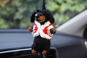 Crocheted Dachshund Car Mirror Decor: Dog Lover Gift - Etsy