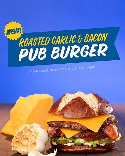 Meet the Roasted Garlic & Bacon Pub Burger, a limited-time Midwest masterpiece that’s stacked with serious flavor. | Culver's