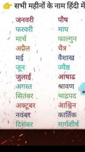 महीनों के नाम हिंदी में।mahino ke naam Hindi main।।