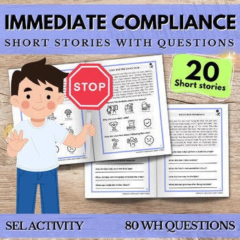 Immediate Compliance Short Stories W/ Question Worksheet listen follow direction