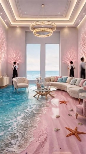 Luxury Epoxy Floor + Pink Tree Wall Setup #epoxy #shorts