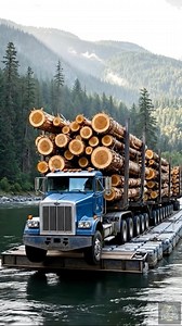 Giant Logging Truck Loaded with Tons of Cut Timber 🛻 #truck #loggingtruck #timber #timberland | LogXpress