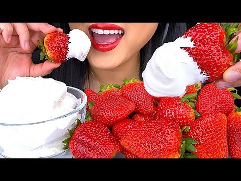 ASMR STRAWBERRY FRUIT PLATTER with Whipped Cream (NO TALKING) | ASMR Phan